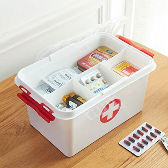 Plastic Portable Double Layer Medical Storage Box First Aid Kit