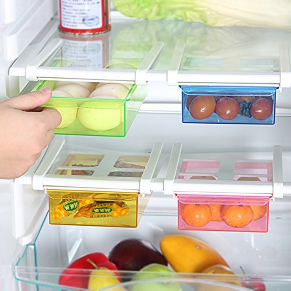 Slide Fridge Freezer Organizer Refrigerator Storage Rack Shelf Drawer