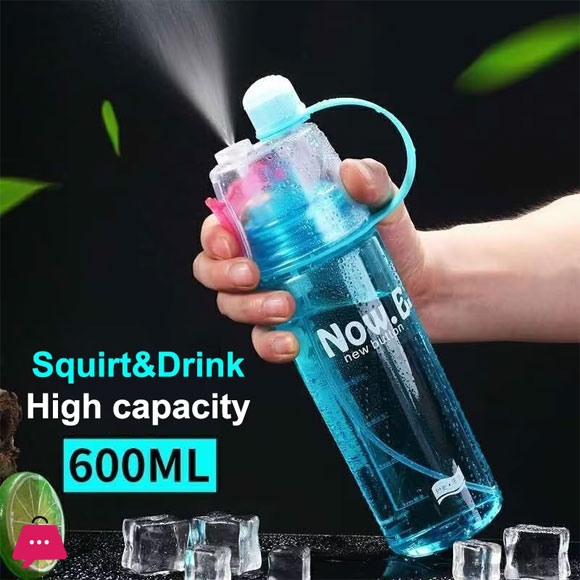 2 in 1 Sports Water Drinking Bottle Misting Spray