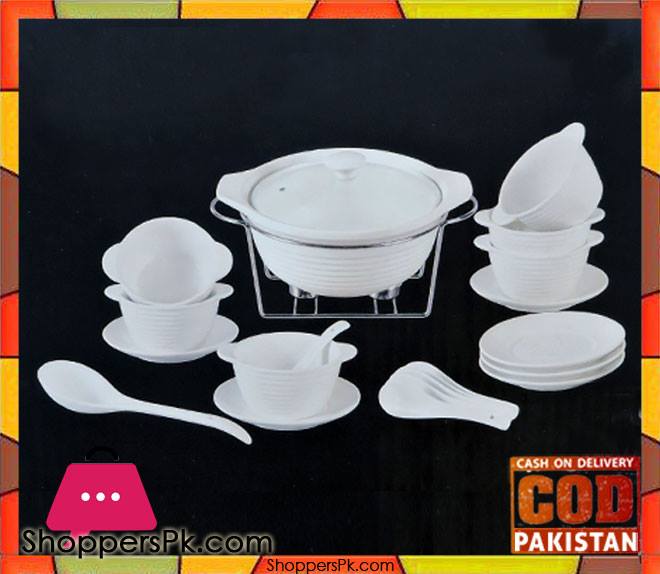 Soup Set 22 Pcs Round White Porcelain