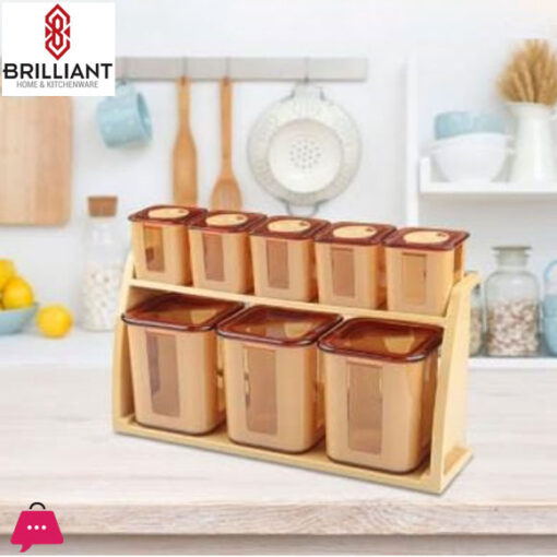 Brilliant Jars Set Wall Mounted Stand 9 Pcs Set Square