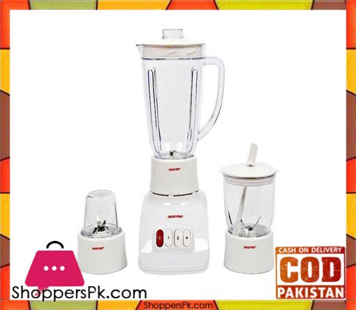 Jack Pot Blender 1.5 Liter Jug with Dry/Wet Grinder - White - Karachi Only