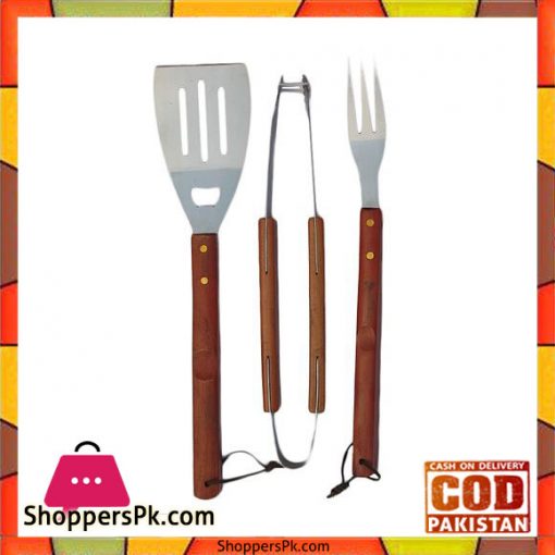 BBQ Tool Set with Wooden Handle - 3pcs