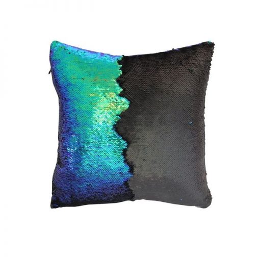 Black & Blue/Green - Reversible Mermaid Sequin Pillow