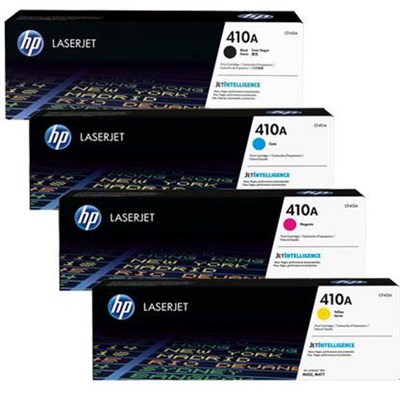 HP Complete HP Color Toner Set - 410A, Black, Cyan, Yellow & Magenta ...