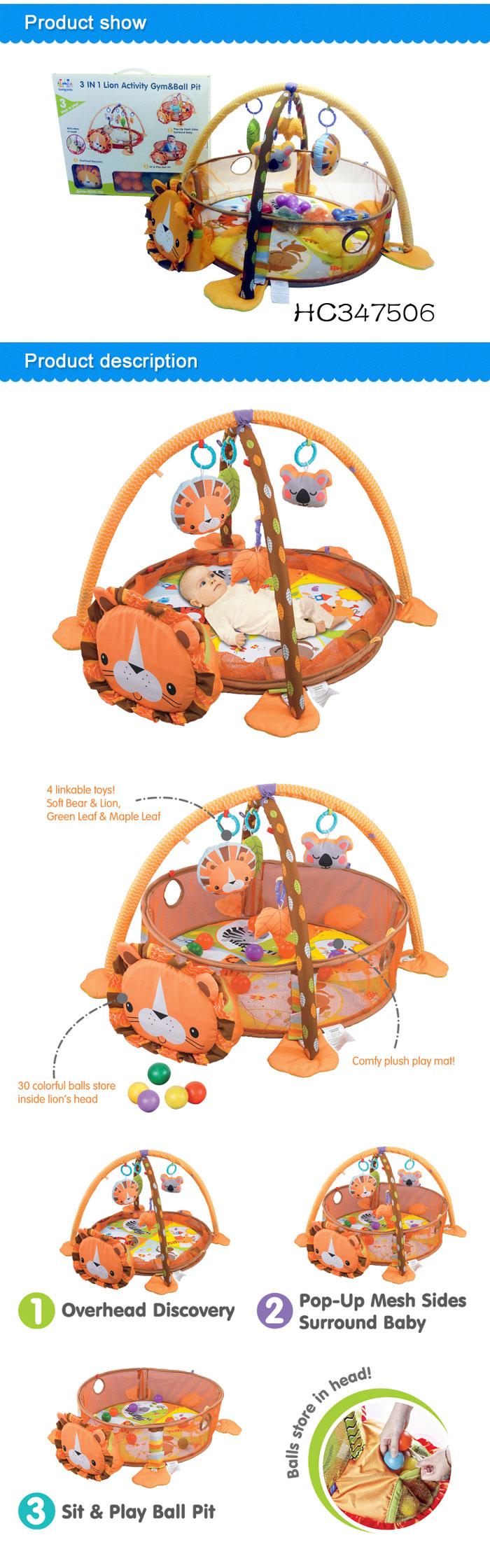 3 In 1 Lion Soft Baby Activity Gym Baby Ball Pit Baby Play Mat With Sides 8211 Price Rs 2840