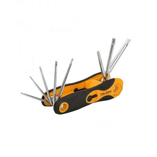 Tolsen Folding Torx Hex Key Set - 8pcs - Black & Orange