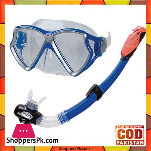 Intex Silicone Aviator Pro Swimming Diving Mask and Snorkel Set - 55960