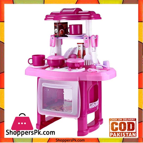 Robolife Kids Kitchen Cookware Pretend Play Toy Set with Music Light for Kids 3 Pink