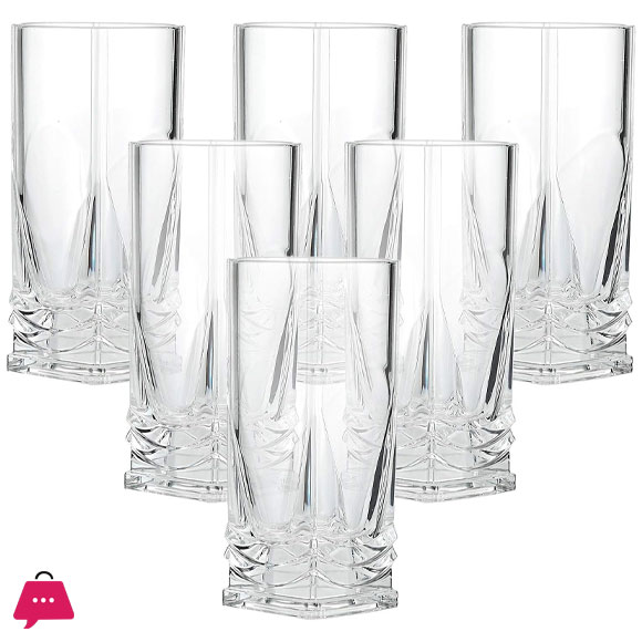 Azad Acrylic Glass 250ml 6Pcs Saudia Made