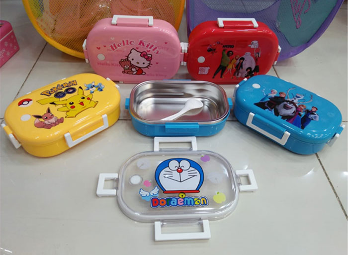 Cartoon Printed Insulated Steel Lunch Box For School Kids 4 Cartoon Printed Insulated Steel Lunch Box For School Kids