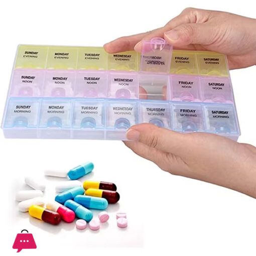 Travel plastic pill box organizer flat 3 week 21 compartments