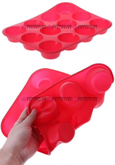 12 Cavity Silicone Cupcake Mold in Pakistan