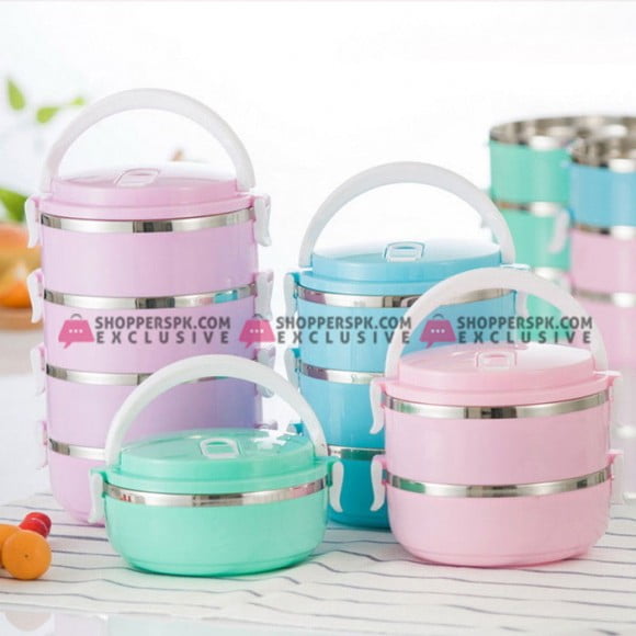 4 Layer Stainless Steel Thermal Insulated Stackable Lunch Box in Pakistan