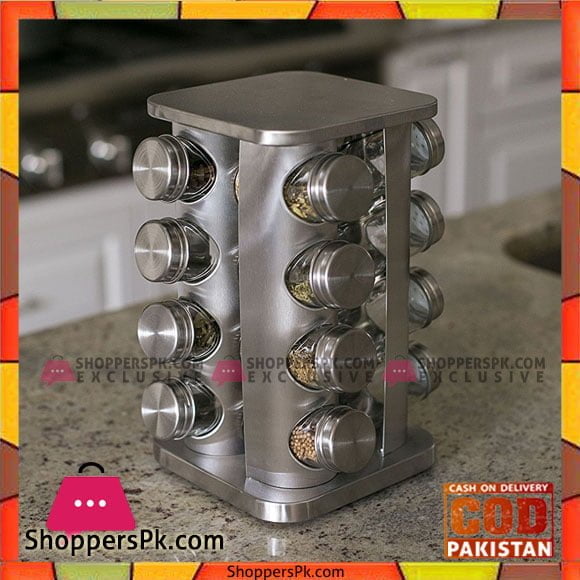 Buy revolving stainless steel spice rack at best price in Pakistan