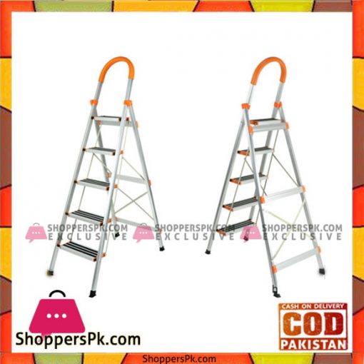 5 Step Foldable Ladder Stainless Steel
