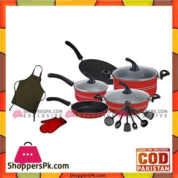 Domestic Non Stick Cookware Budget Gift Set 17 Pcs