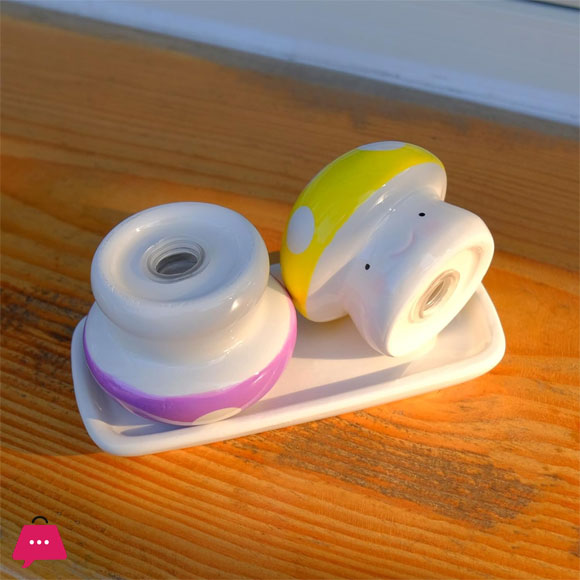 Ceramic Salt and Pepper Shakers - Mushroom