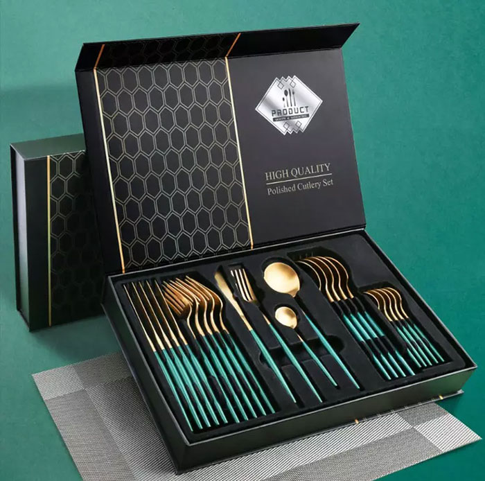 Luxury Portuguese Cutlery Set (1 Set Fork, 1 Knife, 1 Large Spoon, 1 S –  shaigahwa