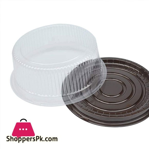 Buy 9 Inch Round Cake Container Chiffon Cake Disposable Clear Plastic With Black Base Carry 1083