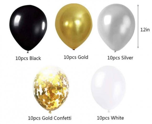 Black Gold White Balloon Birthday Party Decorations Complete Deal in ...