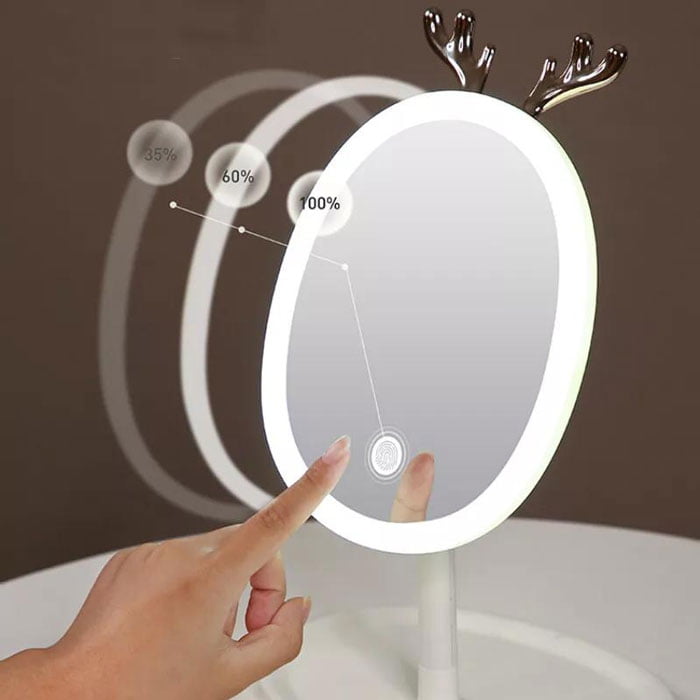 Led Makeup Mirror Desktop with Light Beauty Makeup Portable Mirror 3 Light Options