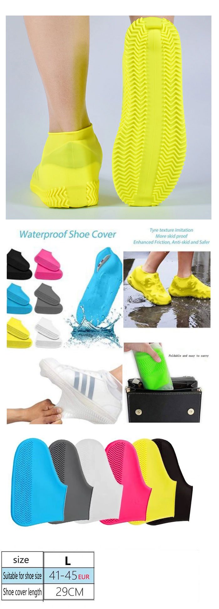 Reusable Waterproof Silicone Shoe Covers Slip-resistant