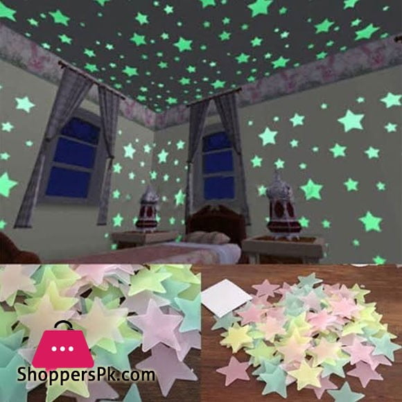 Buy 100 Pcs 3d Stars Glow In The Dark Wall Stickers Luminous Fluorescent Wall Stickers For Kids Baby Room Bedroom Ceiling Home Decor At Best Price In Pakistan