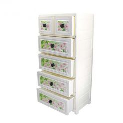 4+2 JUMBO HANDLE DRAWERS WHITE GREEN FLOWER 705863