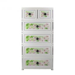 4+2 JUMBO HANDLE DRAWERS WHITE GREEN FLOWER 705863