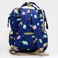 DIAPER BAG BACKPACK BLUE PRINT RAINBOW