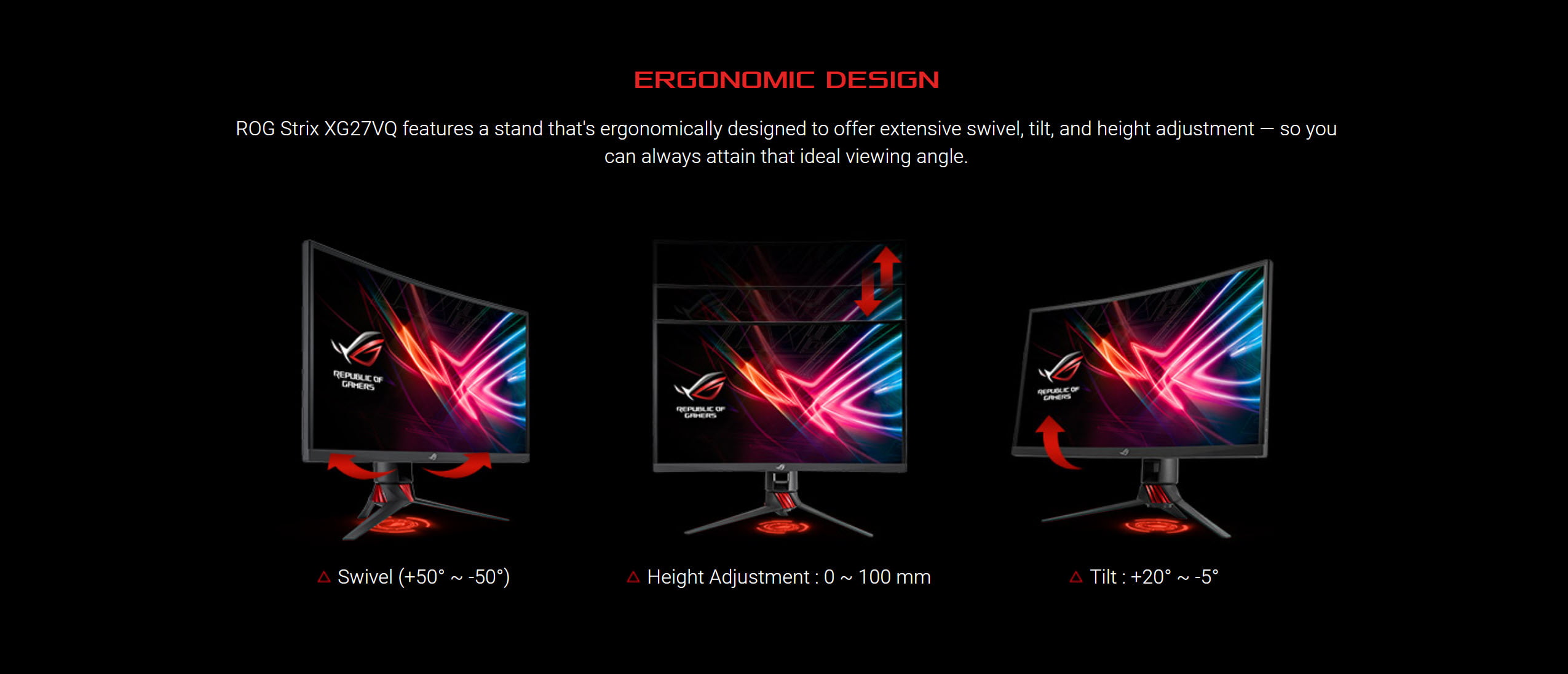 Asus ROG STRIX XG27VQ Curved Gaming Monitor 27″ FHD, 144Hz, 1ms MPRT – New