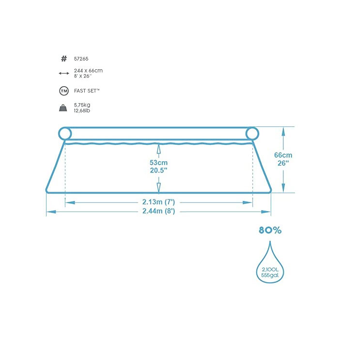 Bestway Fast Set Family Swimming Pool 8 Feet x 26 Inch - 57265