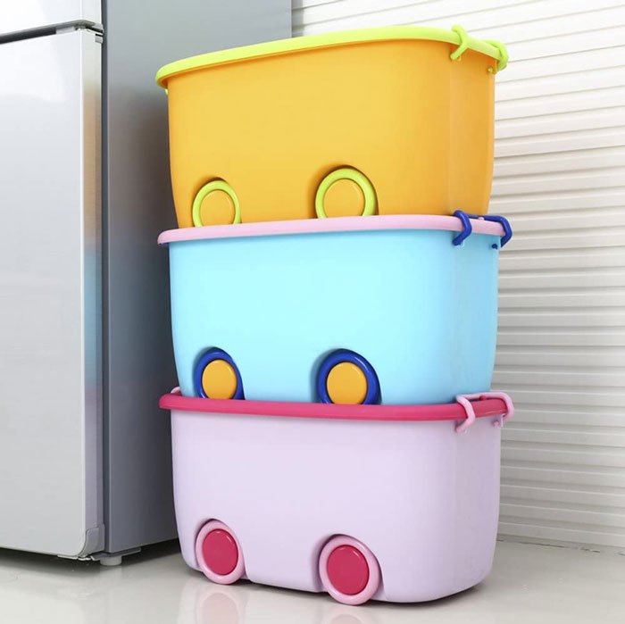 Aqua Stackable Latch Box Storage Containers Plastic Bins for Kids Baby Toys Clothes Books 