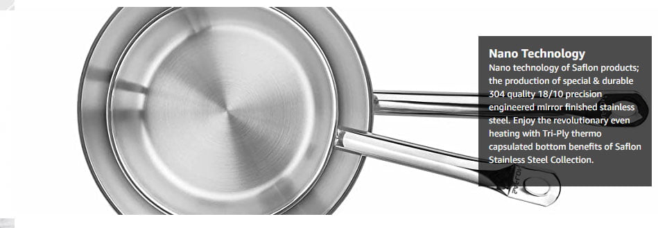 Saflon Safinox Flavia Stainless Steel Sauce Pan 1.5 Liter Induction Ready and Dishwasher Safe - 16CM