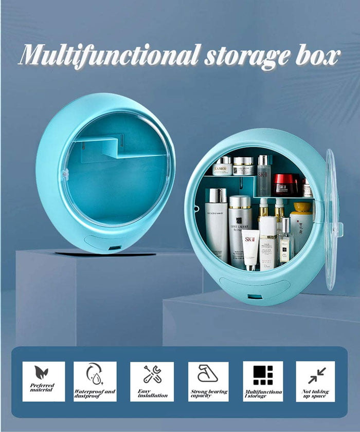 Modern Wall-Mounted Makeup Cosmetic Bathroom Organizer for Storage Box Dustproof & Waterproof 