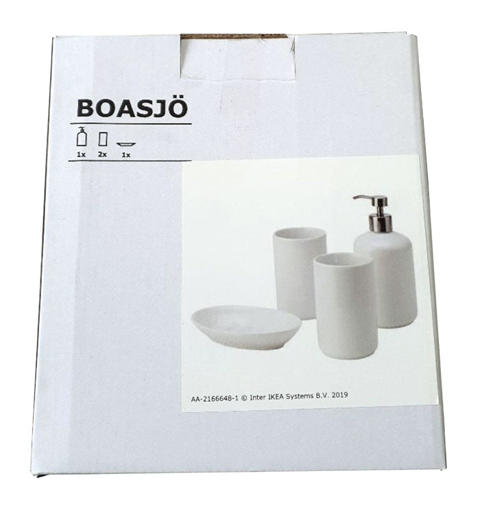 Ikea BOASJO 4 Piece Bathroom Set White