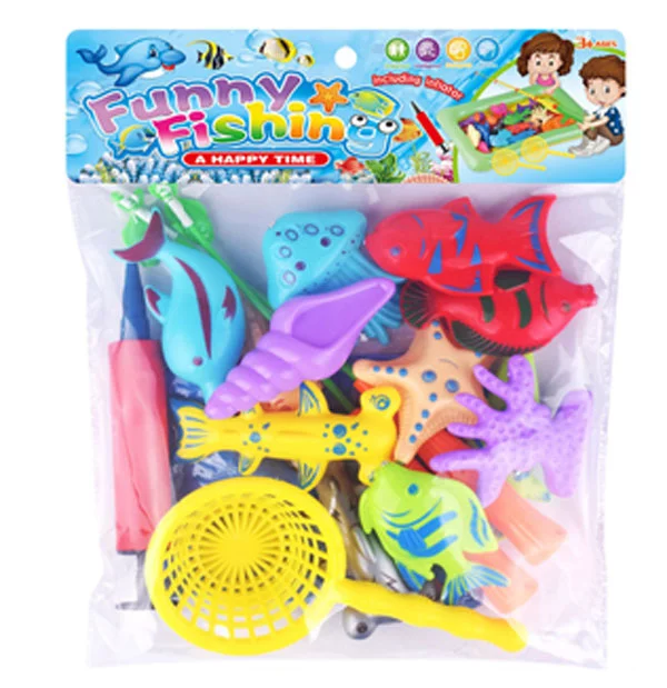 18 Pcs Children's Fishing Toy Set Bath Toy Magnetic Fishing Toy in
