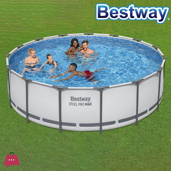 Bestway Above Ground Swimming Pool Round Steel Pro Max 15 Feet x 48 Inch -56438