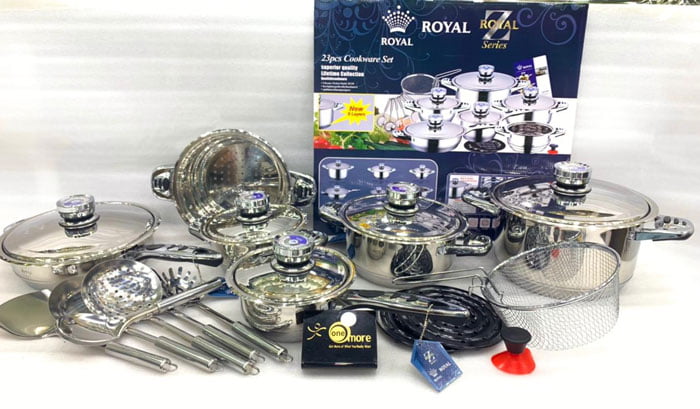 Royal Stainless Steel Hot Pot Casserole Set Kitchen Cookware Set 23 Pcs