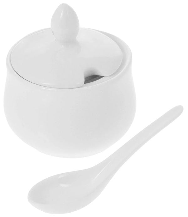 Wilmax Fine Porcelain 4 Oz | 130 Ml Mustard Pot With Spoon WL-996083-A