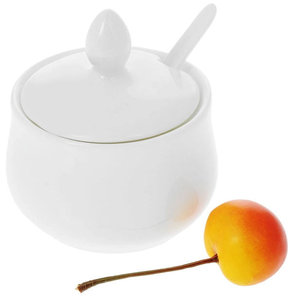 Wilmax Fine Porcelain 4 Oz | 130 Ml Mustard Pot With Spoon WL-996083-A