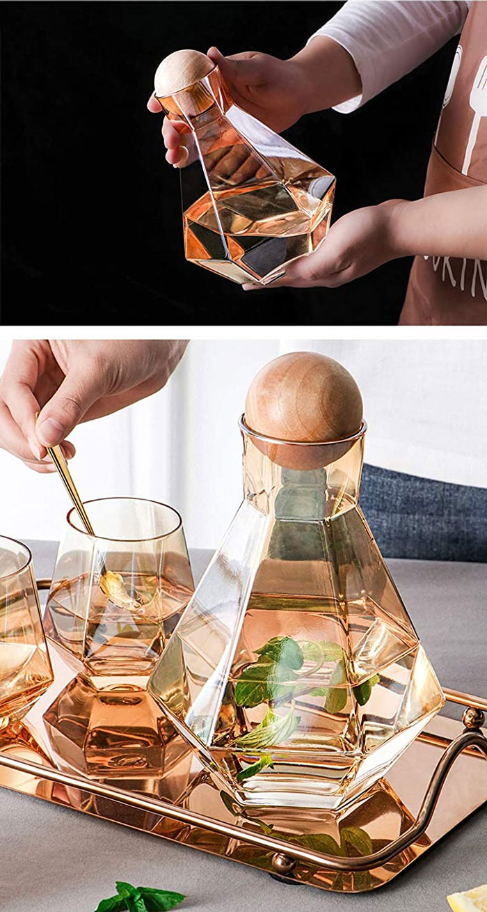Crystal Glass Water Glassware Kettle Jug with Wooden Ball Lid - China  Glassware Set and Drinking Set Jug price