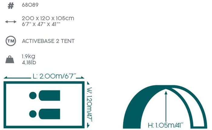 Bestway Pavillo Active Base 2 Person Camping Tent - 68089