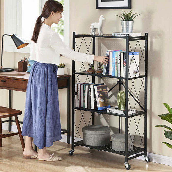 Kitchen Microwave Racks Shelving Storage Unit Foldable Bread Racks Storage Racks Trolleys 5 Tire