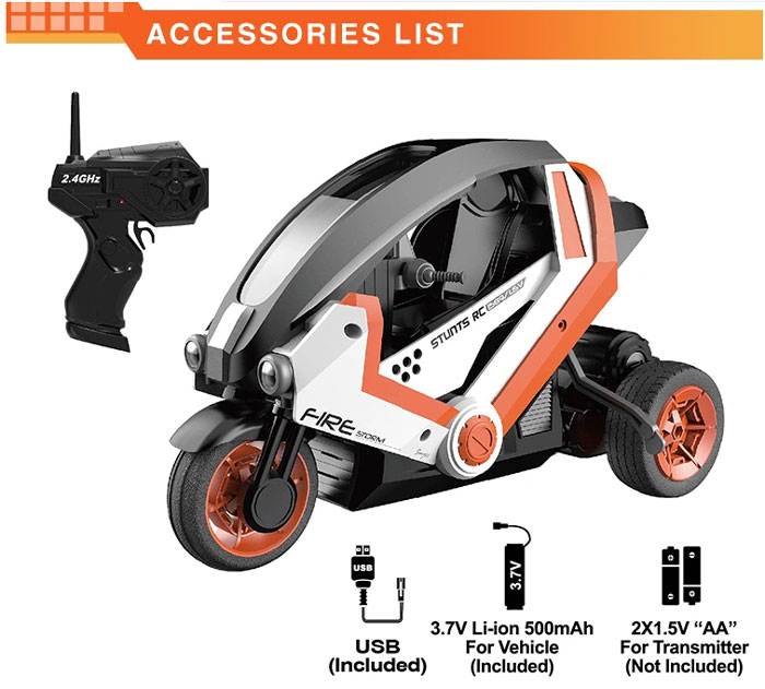 2.4GHz Full Function Radio Control Motorbike 1/8 High Speed Electric Various Stunt Action RC Stunt Car Toy with LED Light