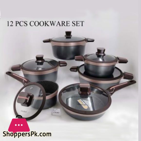 Alpenburg Cookware Set Black Coper Germany Made - 12 Pcs #KC12