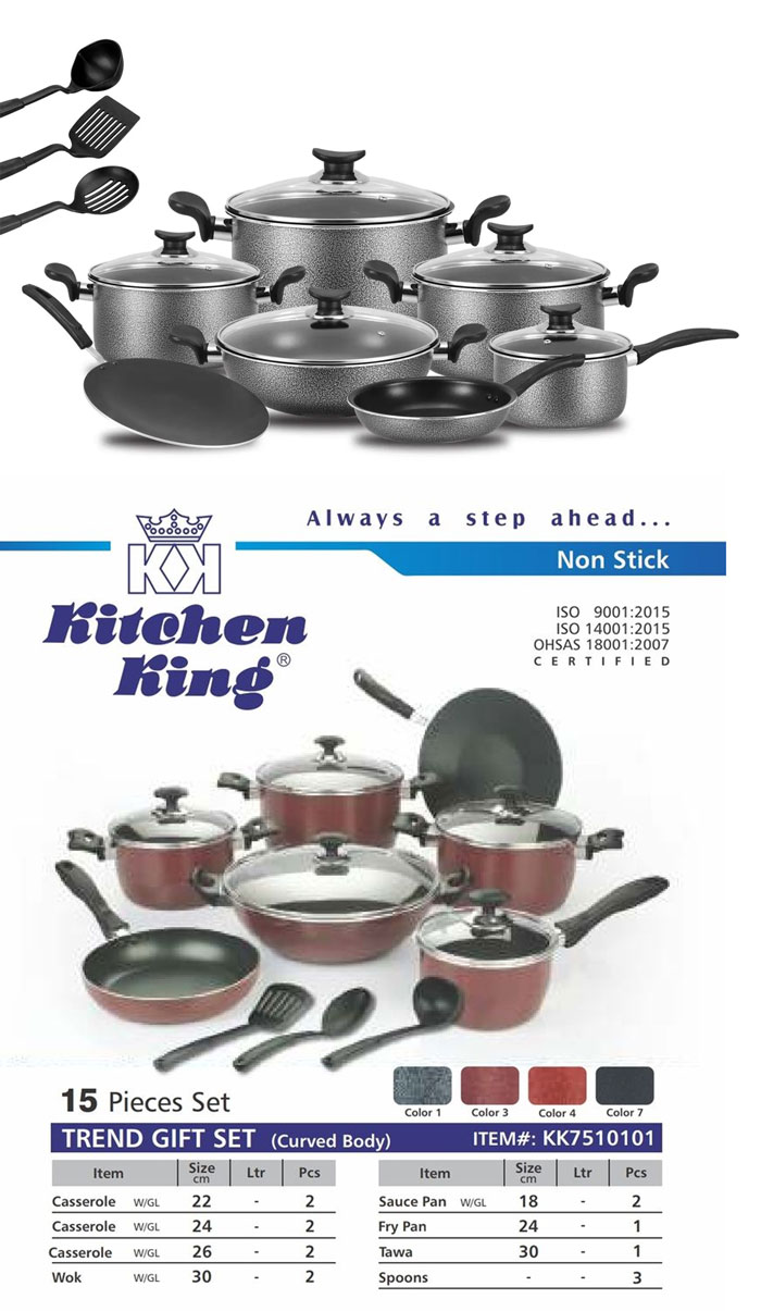 Kitchen King Trend Non Stick Cookware Set 15 Pcs 1 