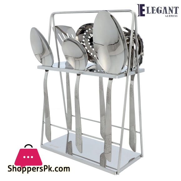 Elegant Serving Spoon Set Stainless Steel 18/10 (Linetext) 6 - Pieces - SS14-6S