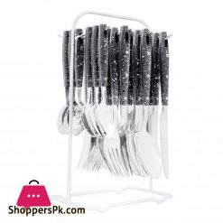 Elegant Stainless Steel Cutlery Set, 24 Pieces, Gray Dots, EL-2013